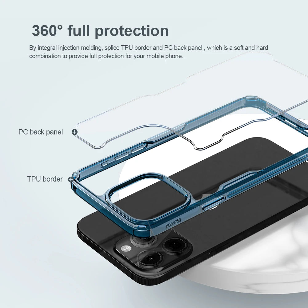 📱 Funda iPhone 15 Pro Max Nature TPU Pro Shockproof Full Lens Protection Transparente Nillkin