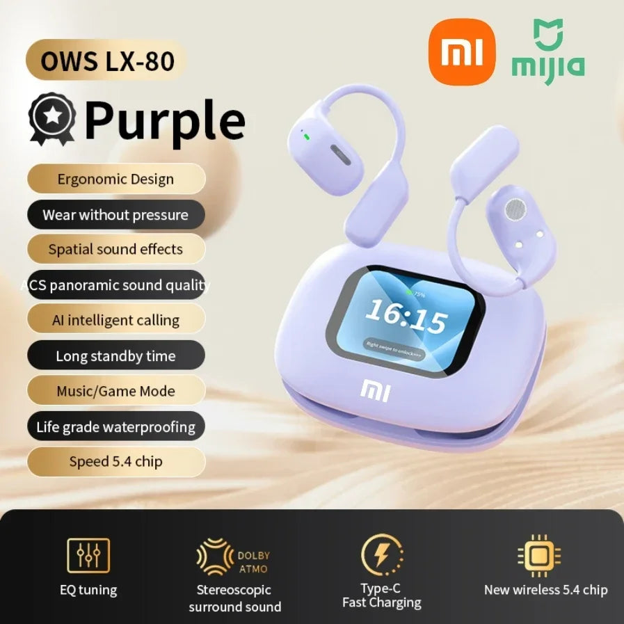 🎧 Xiaomi LX-80 OWS Auriculares inalámbricos con pantalla táctil a color, ANC, largo alcance y reducción de ruido para gaming