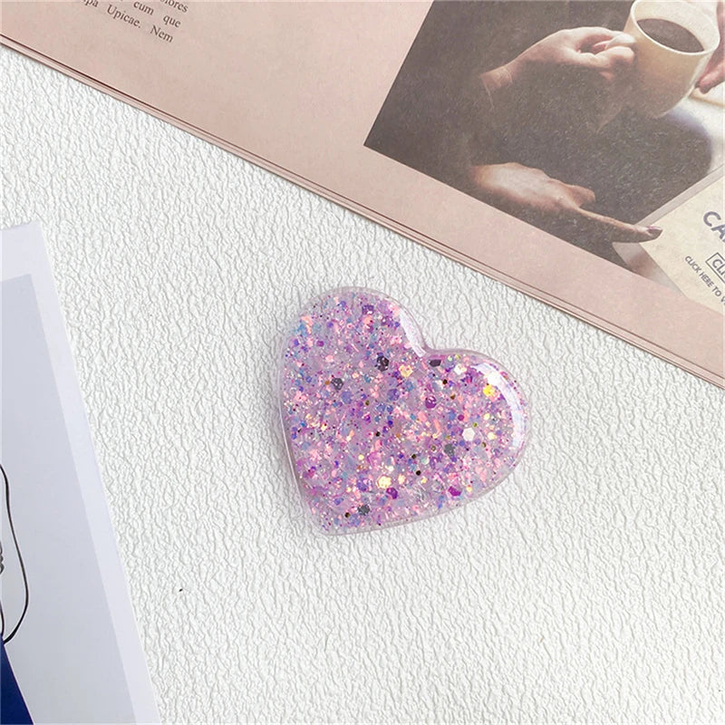 🎀 Soporte Epóxico de Corazón – Griptok coreano con brillo para iPhone o Samsung, accesorio de amor brillante y cómodo