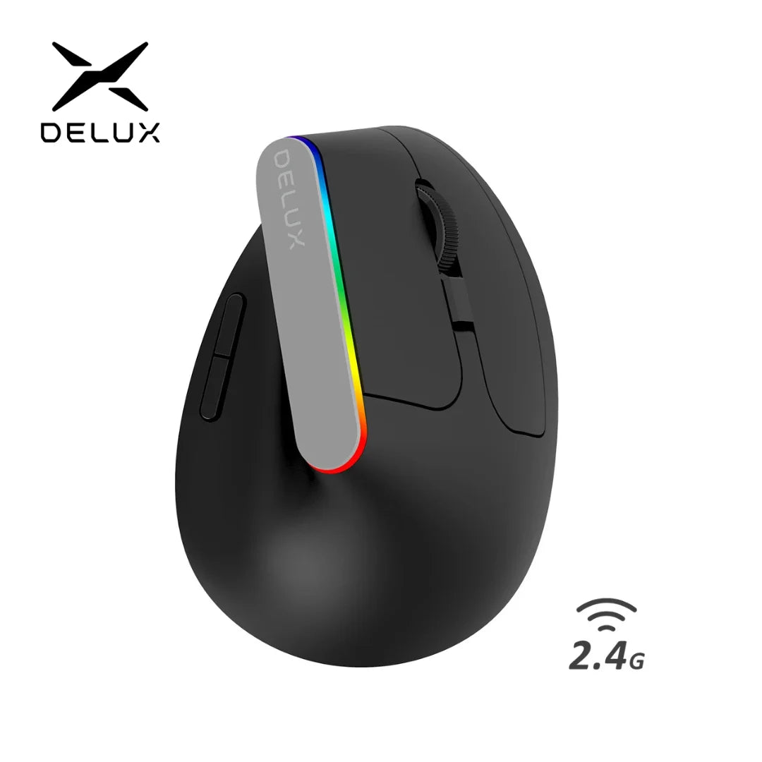 🖱️ Mouse Vertical Ergonómico Delux M618C Inalámbrico RGB