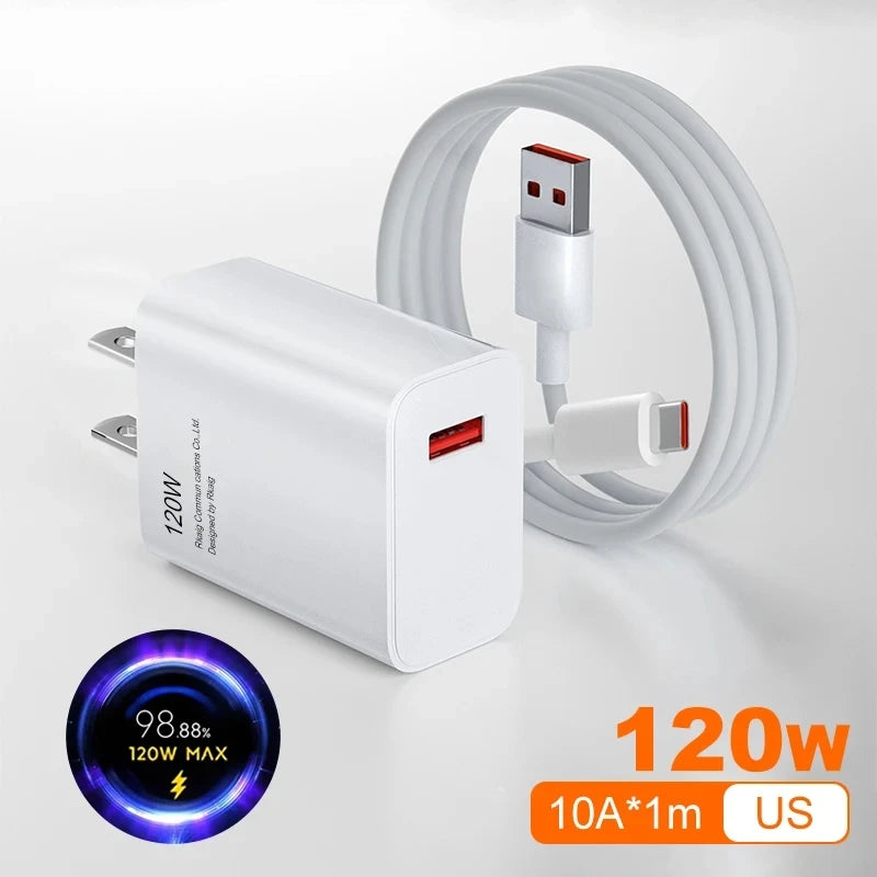 ⚡ Xiaomi 120W Turbo Charger – Cargador Rápido con Cable Tipo C para Xiaomi, Redmi y POCO