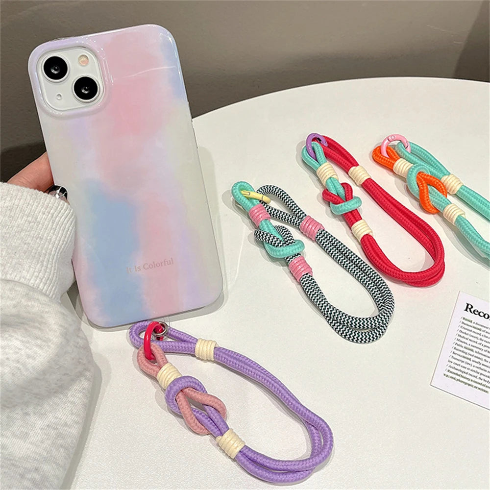 🎀 Pulsera Lujosa para Celular – Lanyard con parche, llavero colorido y diseño de joyería, ideal para regalo o accesorio
