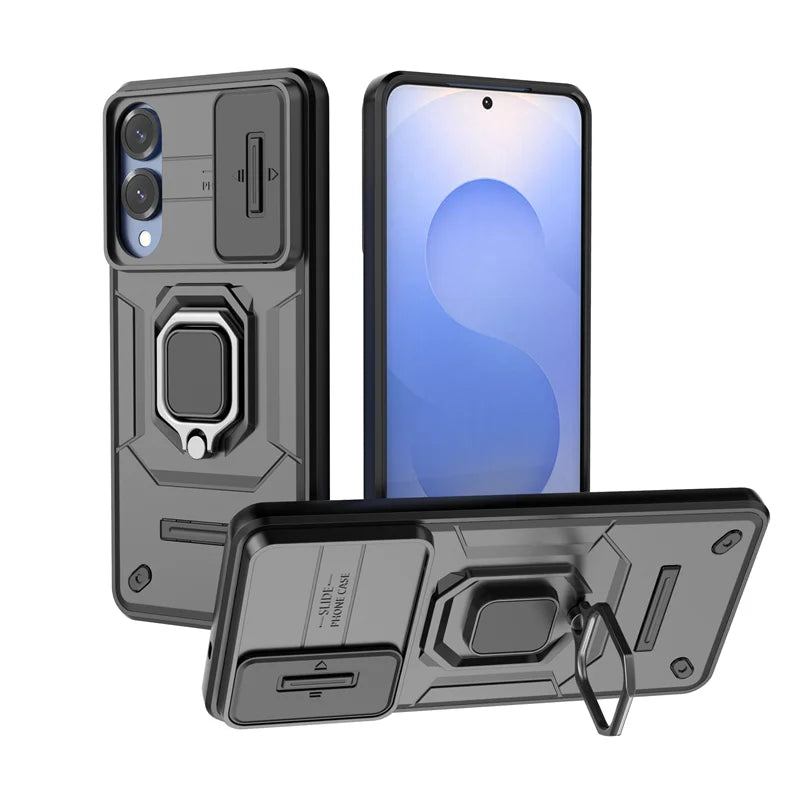 📱 Funda Galaxy A26/A36/A56/A15/A25/A35/A55/A14/A24/A34/A54/S23 Ultra/S24 FE/S25 Edge | Reforzada con anillo, soporte y cámara