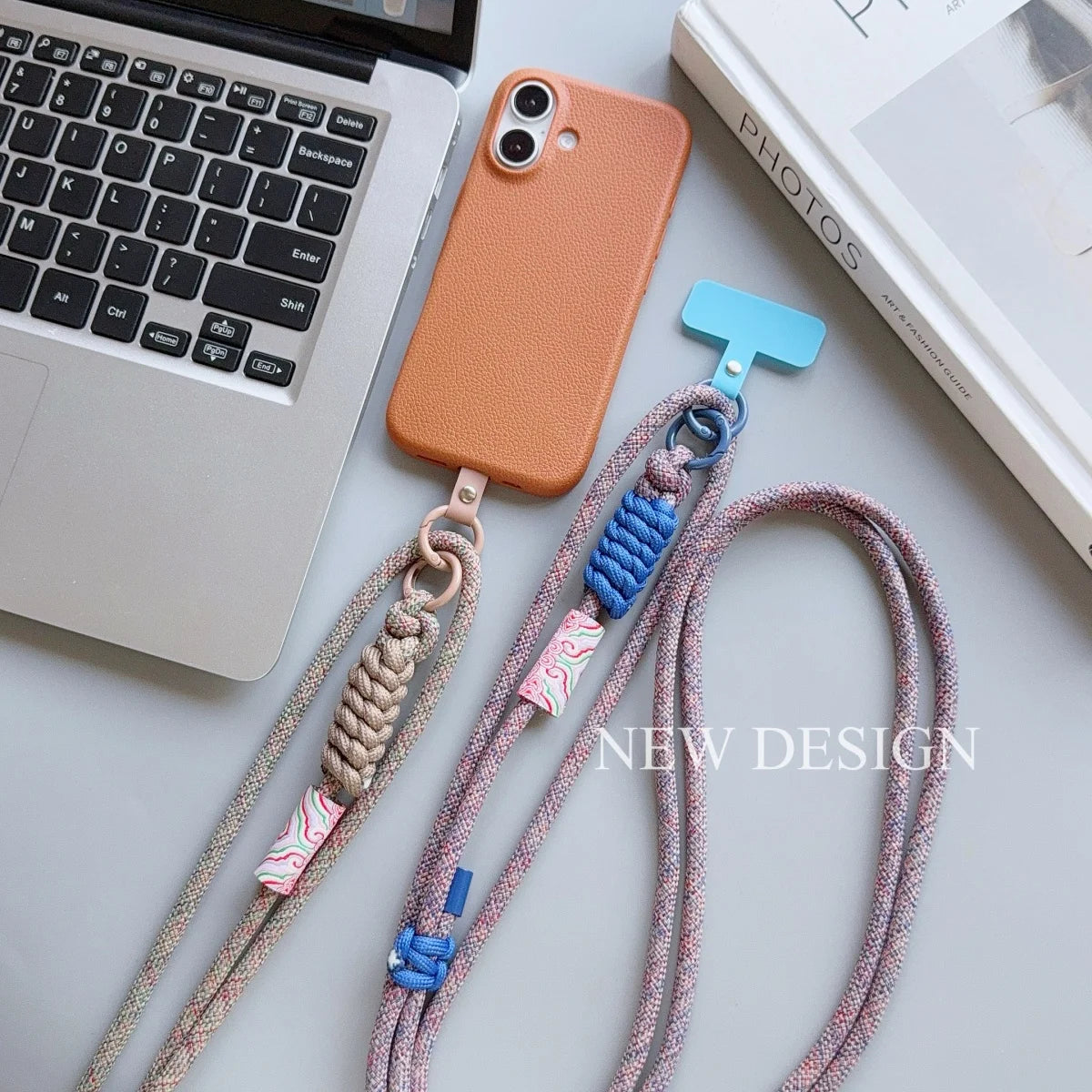 🎀 Lanyard Acrílico Estiloso – Correa cruzada de diseño universal para celular, anti pérdida, con clip y cuerda elegante
