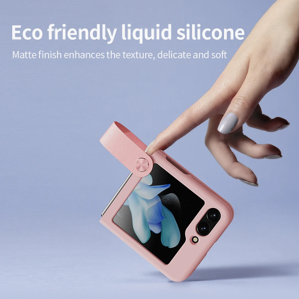 📱 Funda Galaxy Z Flip 5 Correa de Dedo Liquid Silicone Plegable con Soporte Nillkin