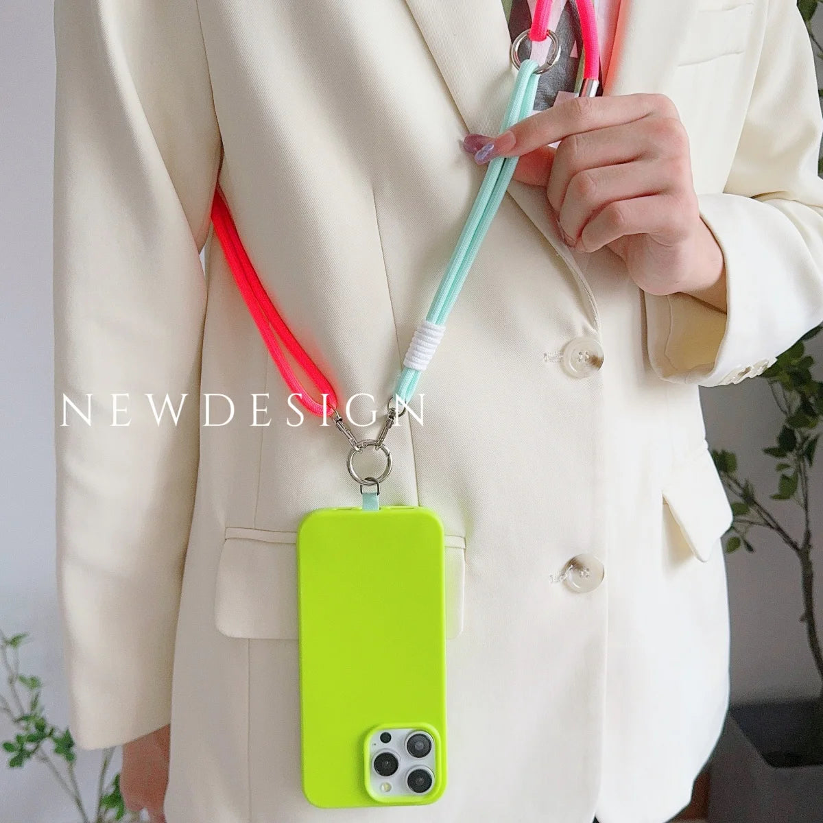 🎀 Lanyard de Telar Colorido – Correa deportiva y de moda para celular, diseño largo con colgante y estilo vibrante