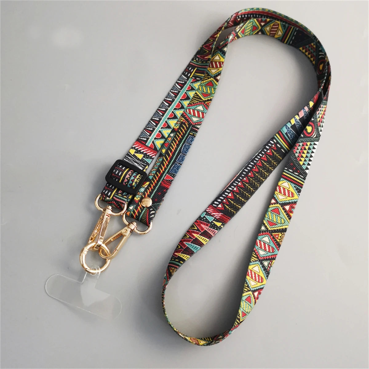 🎀 Clip para celular con patrón retro – Lanyard largo cruzado ajustable para cuello
