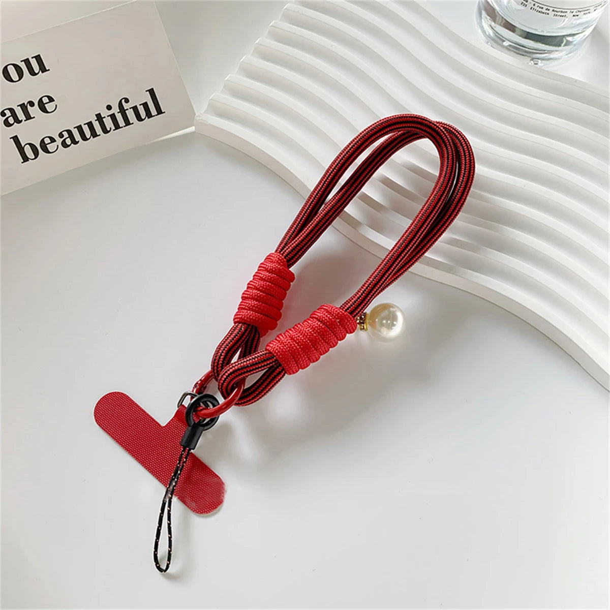 š Lanyard con perlas ā Cuerda trenzada para muƱeca, decoración elegante y anticaĆda