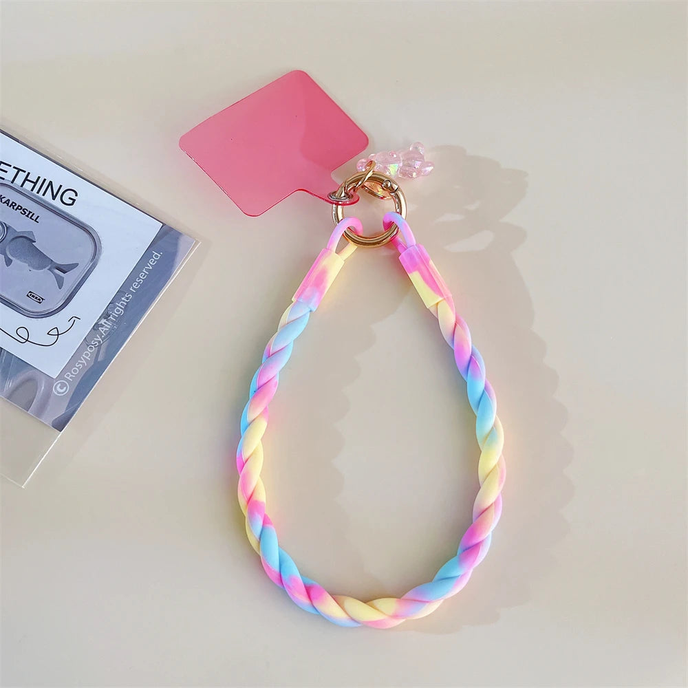 🎀 Lanyard con oso brillante – Correa cruzada larga para celular, diseño cute y deportivo