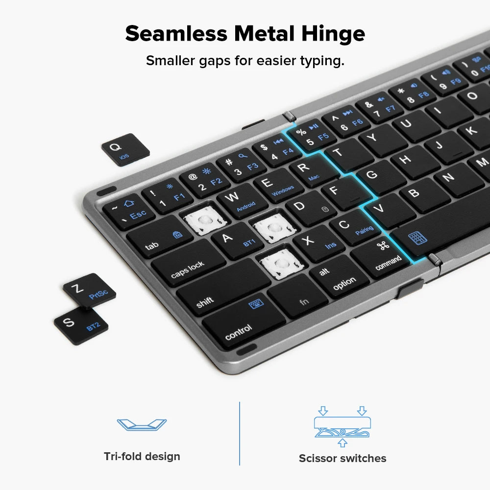 Delux ⌨️ KF18 Teclado Plegable Wireless Bluetooth 2.4G | Recargable Touchpad 2-en-1 Funda de Cuero Portátil Multi-Dispositivo