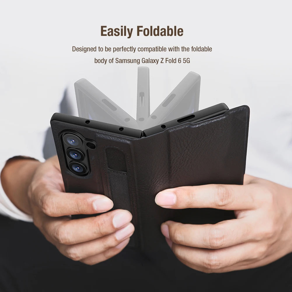 📱 Funda Galaxy Z Fold 6 | Aoge Vintage Cuero con Ranura para Tarjetas y S-Pen | Nillkin