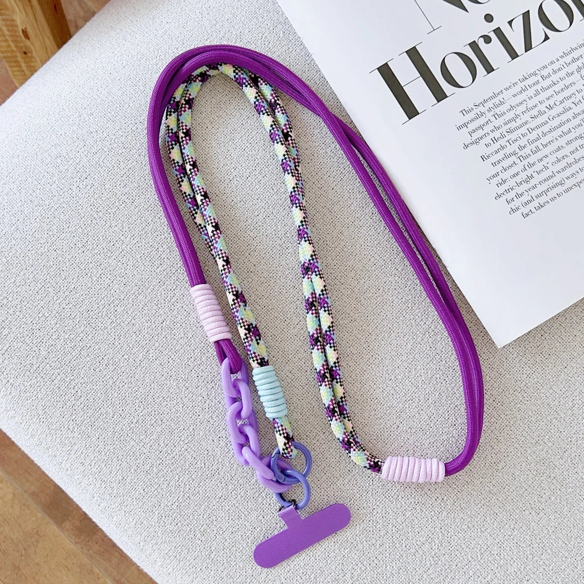 🎀 Lanyard Coreano de Moda – Correa cruzada de estilo moderno, con diseño tipo patchwork, ideal para uso diario y exterior