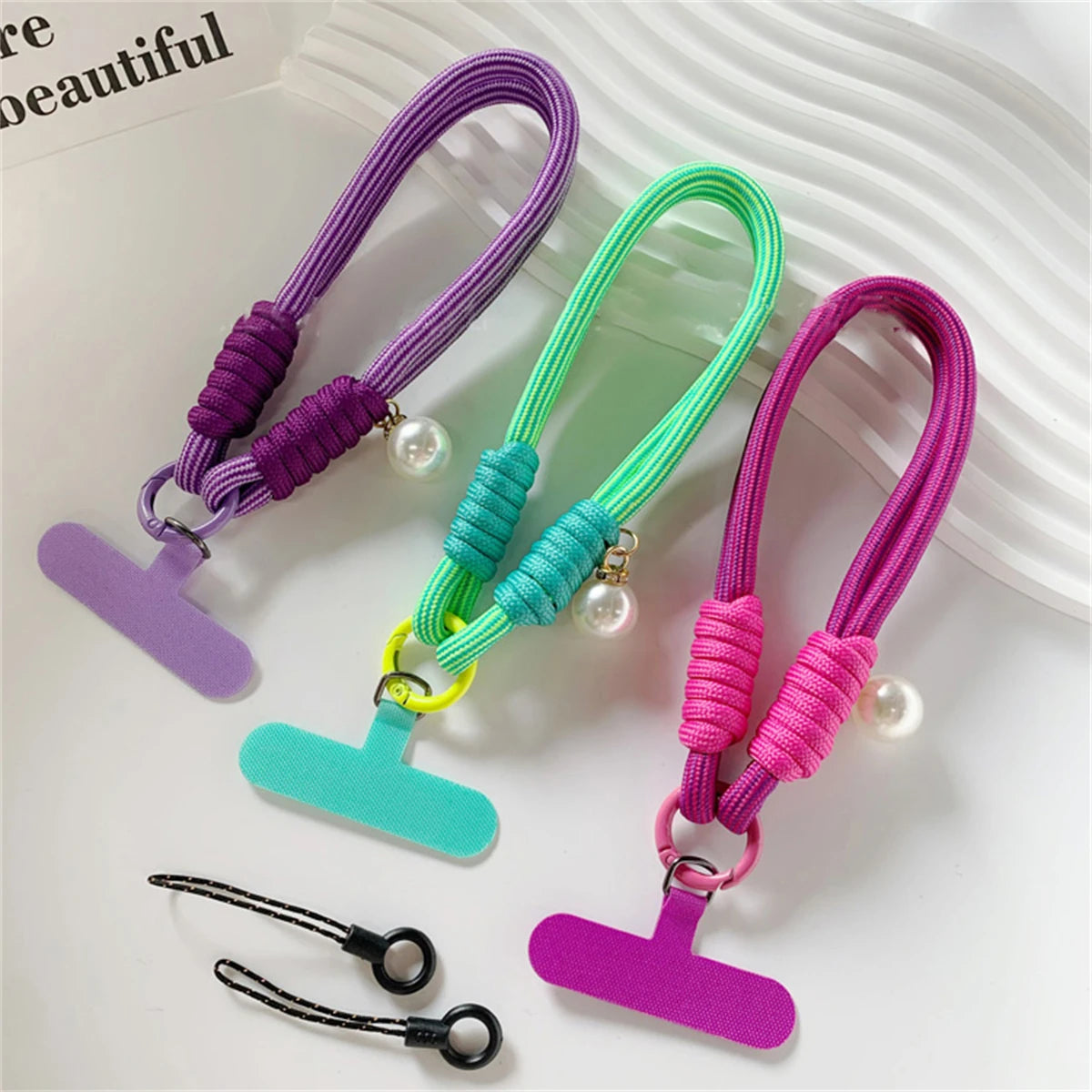 š Lanyard con perlas ā Cuerda trenzada para muƱeca, decoración elegante y anticaĆda