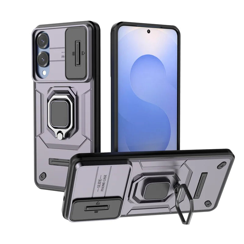 📱 Funda Galaxy A26/A36/A56/A15/A25/A35/A55/A14/A24/A34/A54/S23 Ultra/S24 FE/S25 Edge | Reforzada con anillo, soporte y cámara