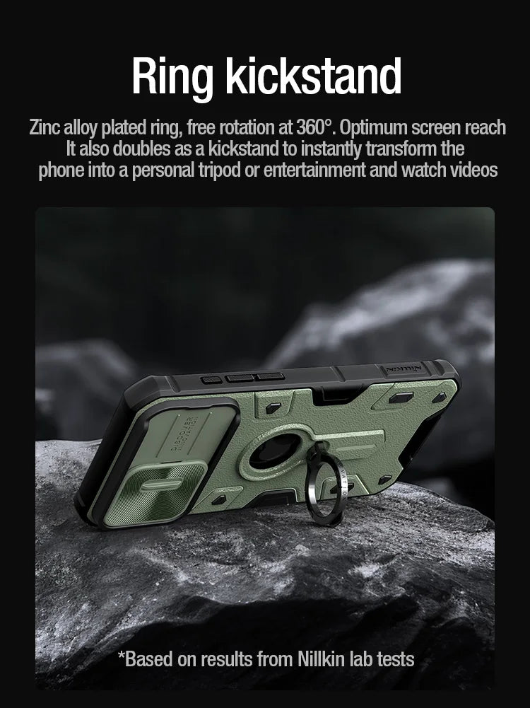 📱 Funda iPhone 15 Pro Max | CamShield Armor con Cámara Deslizante y Anillo Soporte | Nillkin