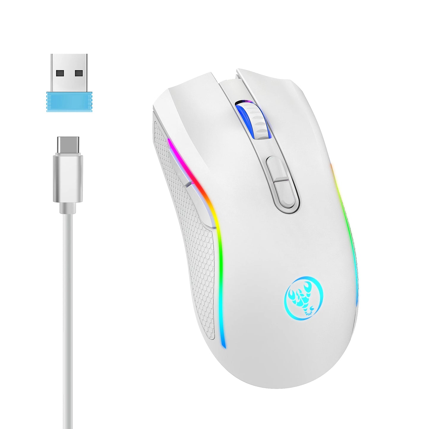 🖱️ HXSJ T69 Mouse ergonómico portátil inalámbrico 2.4G RGB para laptop y PC gamer