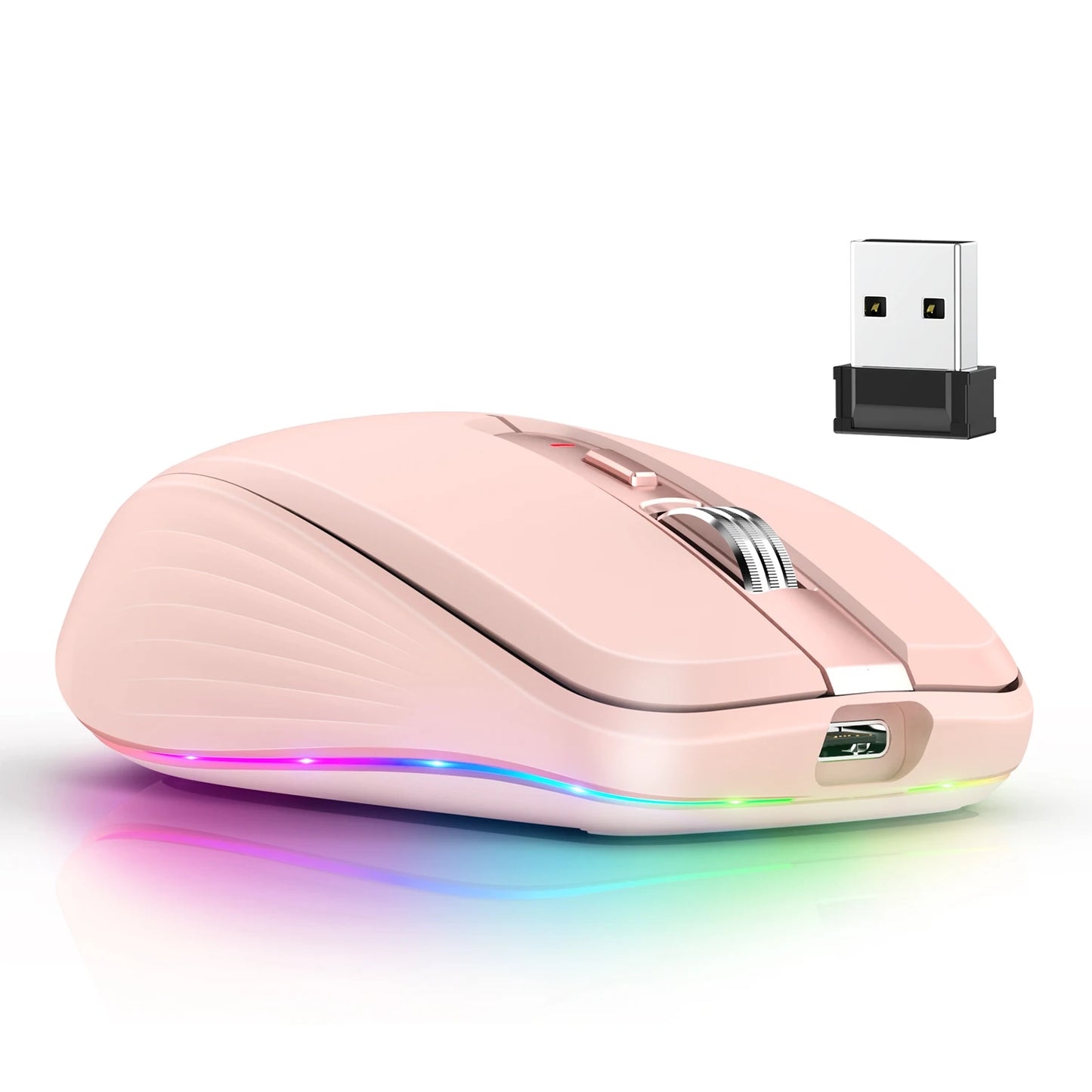 🖱️ HXSJ M303 Mouse inalámbrico 2.4G doble modo, ergonómico, RGB con retroiluminación, 6 botones, 700mAh para oficina y gaming