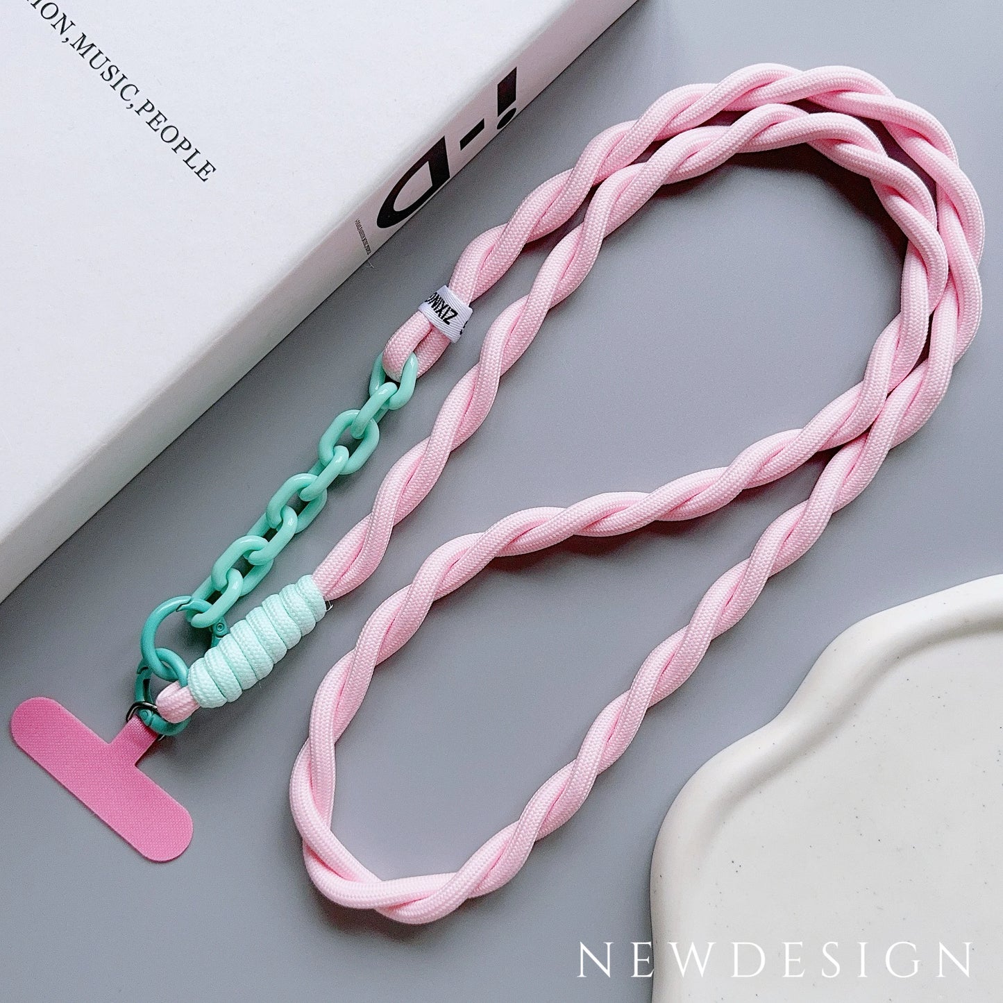 🎀 Lanyard lindo para celular – Correa acrílica universal cruzada con clip, cuerda para cuello y pulsera anticaída
