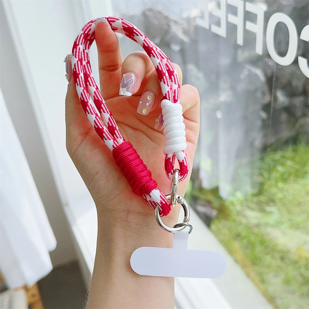 🎀 Lanyard con diseño en cuadrícula – Cuerda trenzada fuerte para muñeca, decoración anticaída