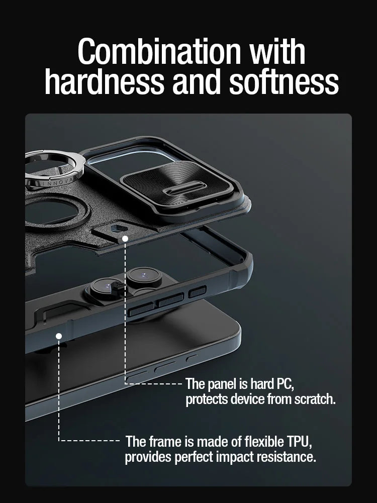 📱 Funda iPhone 15 Pro Max | CamShield Armor con Cámara Deslizante y Anillo Soporte | Nillkin