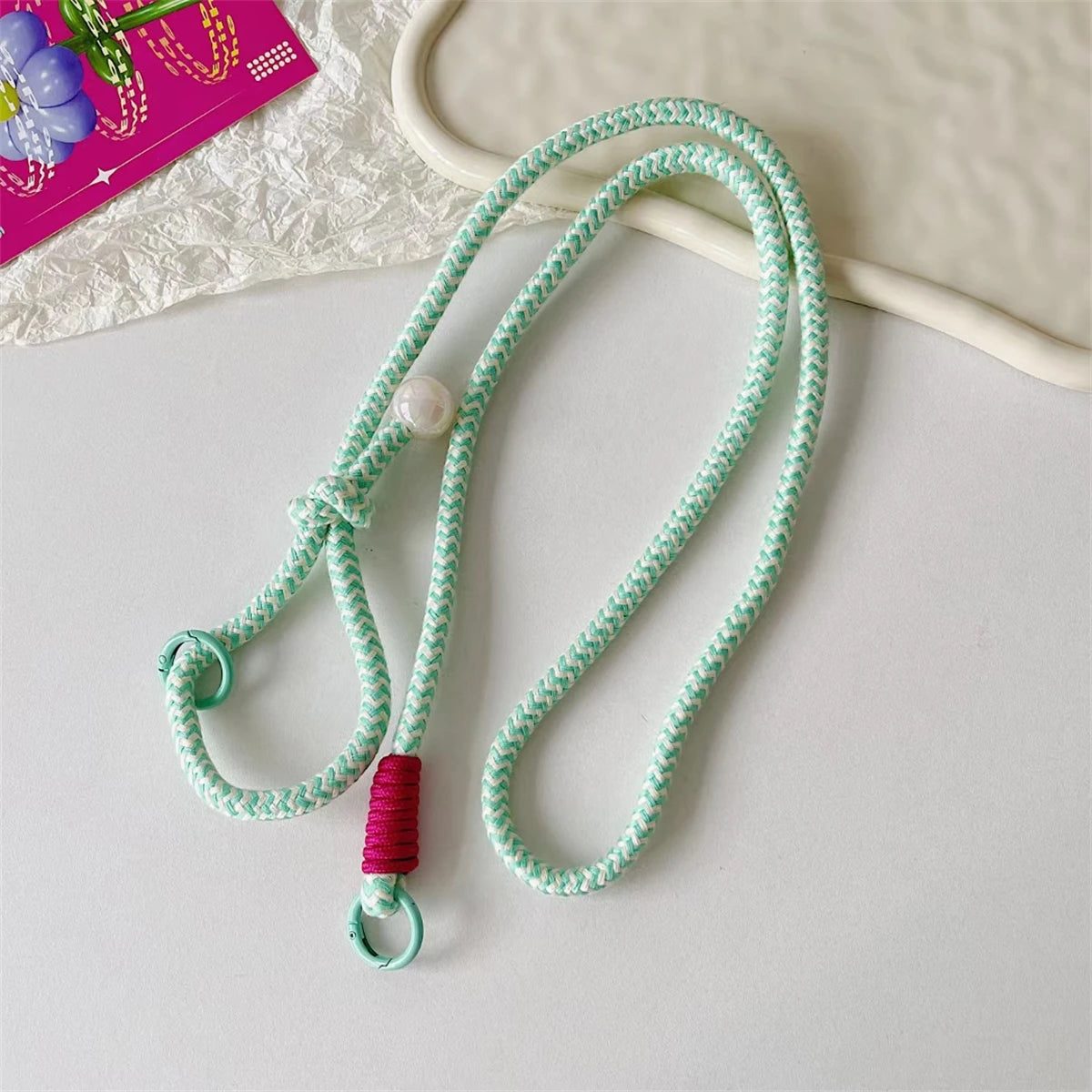 🎀 Lanyard Ajustable Tipo Bandolera – Correa trenzada de hombro con llavero y parche de repuesto de alta calidad