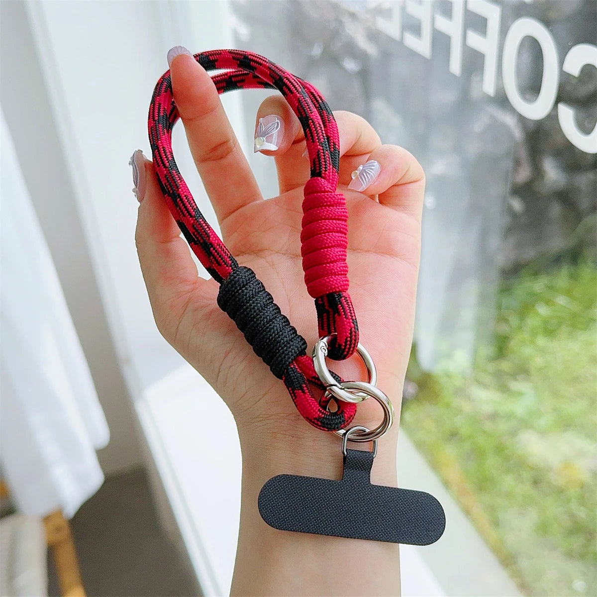 🎀 Lanyard con diseño en cuadrícula – Cuerda trenzada fuerte para muñeca, decoración anticaída