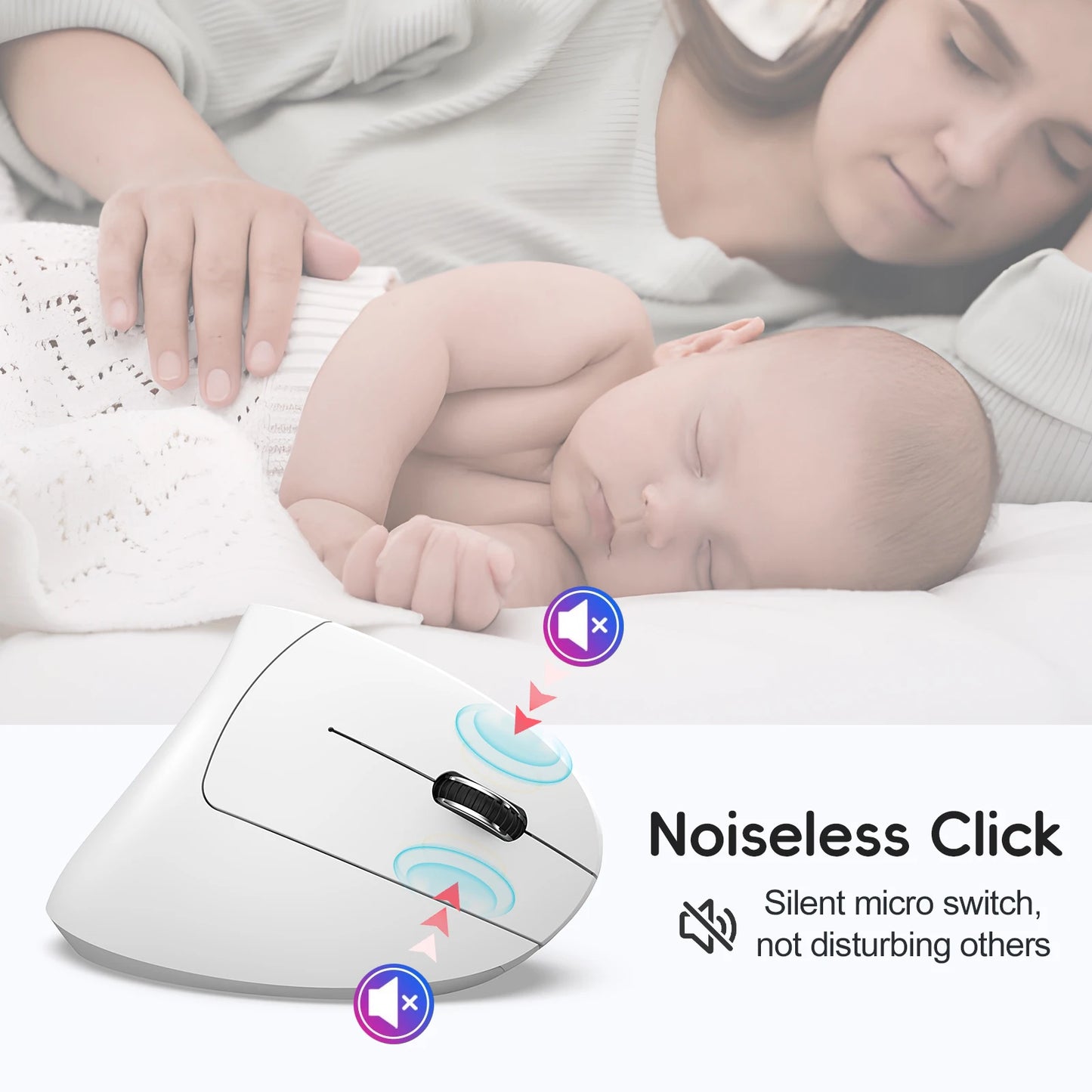 🖱️ 2025 Nuevo mouse vertical dual modo HXSJ ergonómico ABS, recargable 600mAh, 2400DPI, interfaz Type-C inalámbrico para PC