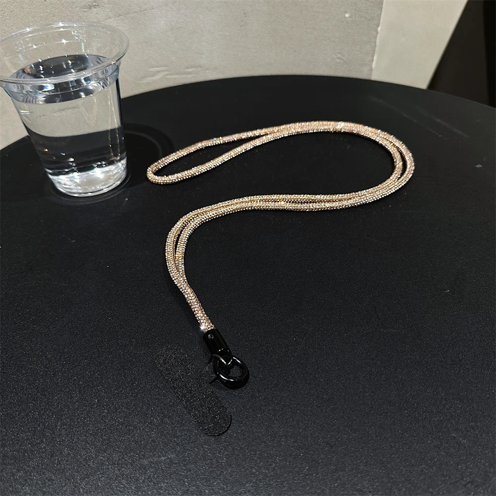 🎀 Lanyard de lujo con diamantes – Correa cruzada brillante para celular, pulsera y charm