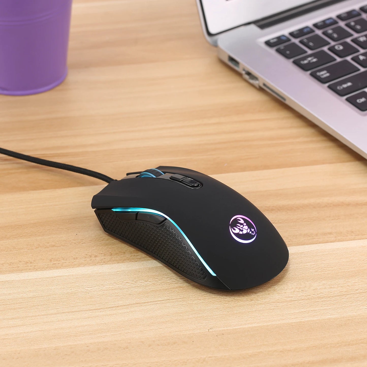 🖱️ Opción popular: HXSJ A869 mouse ergonómico óptico RGB ABS, ajuste de resolución en 4 niveles, cableado para laptop y PC