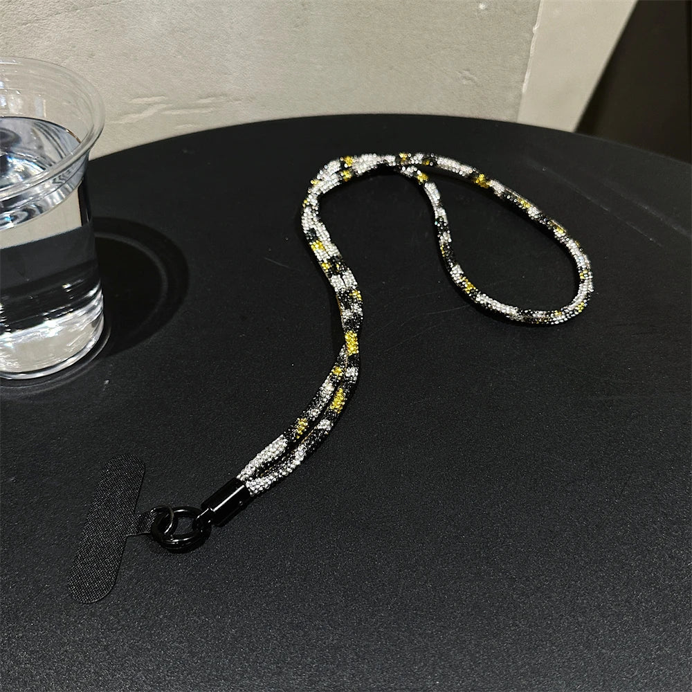 🎀 Lanyard de lujo con diamantes – Correa cruzada brillante para celular, pulsera y charm