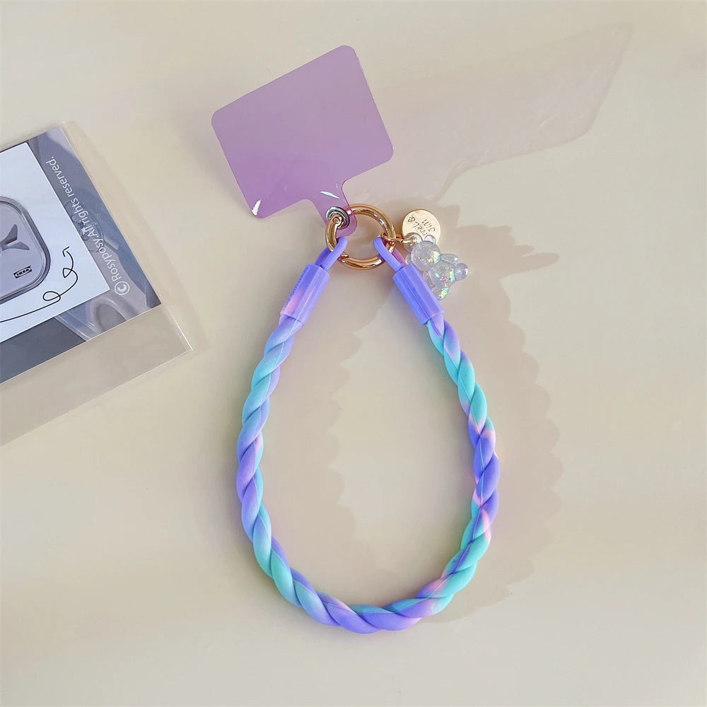 🎀 Lanyard con oso brillante – Correa cruzada larga para celular, diseño cute y deportivo