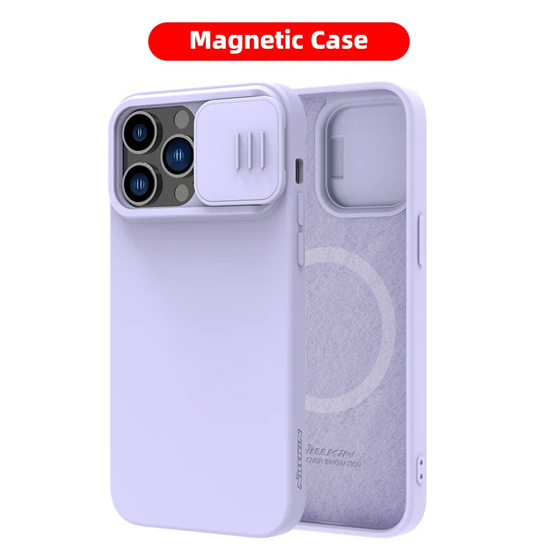 📱 Funda iPhone 14 Pro Max CamShield Silky Liquid Silicone Slide Protección Cámara Nillkin