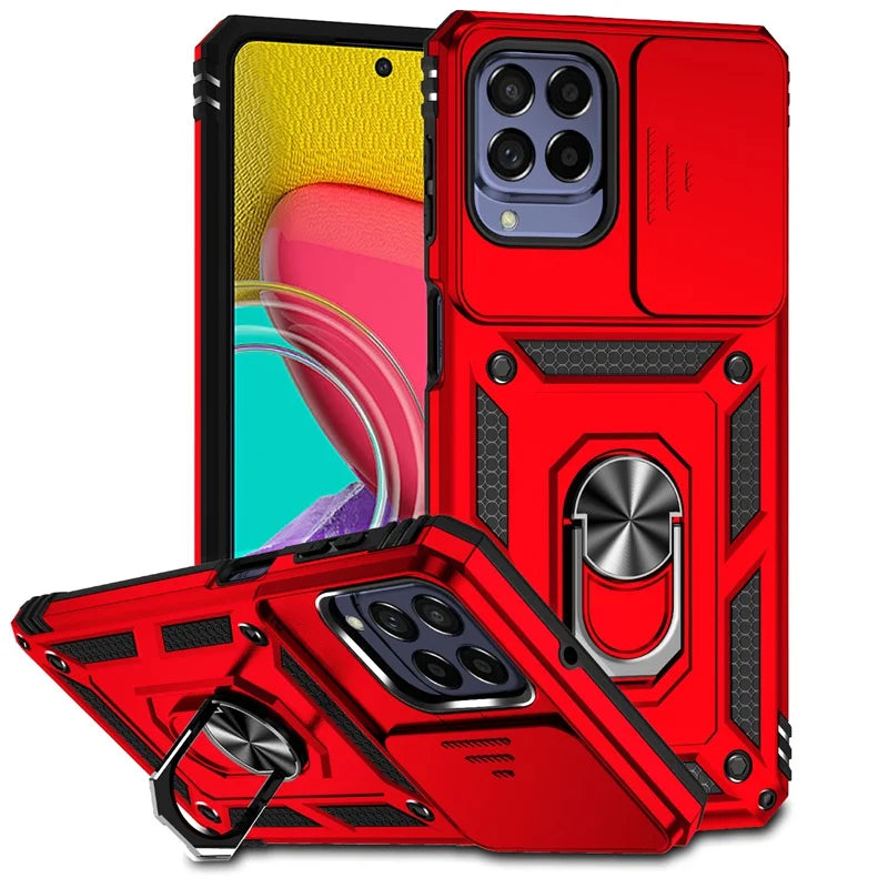 📱 Funda Galaxy M34 5G | Bumper híbrido con anillo y tapa de cámara