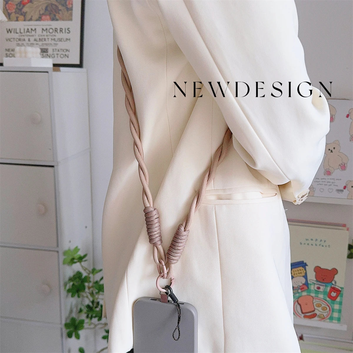 🎀 Correa de Nylon Trenzado – Lanyard largo cruzado universal, ideal para celular o bolso, con diseño fuerte y cómodo