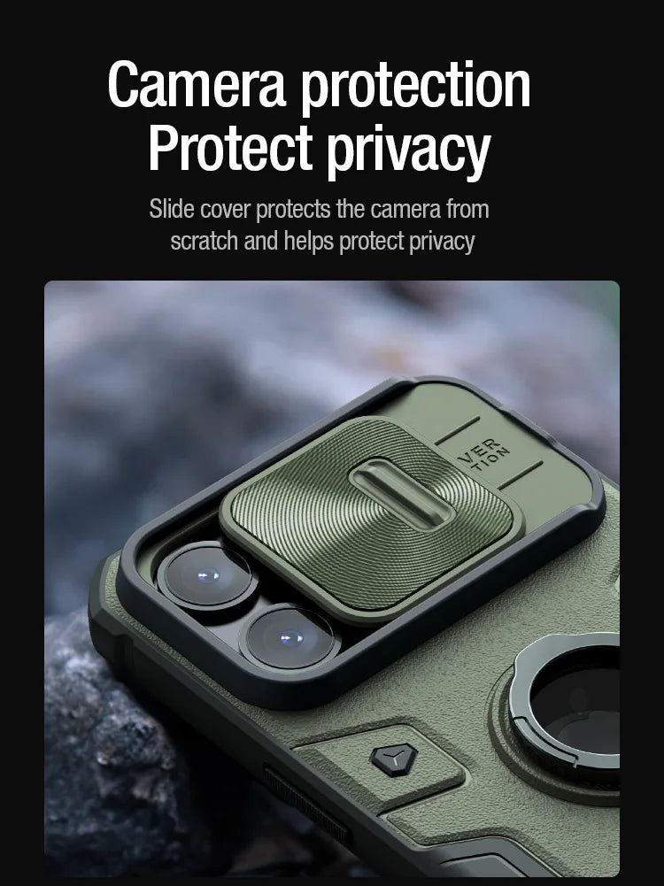 📱 Funda iPhone 15 Pro Max | CamShield Armor con Cámara Deslizante y Anillo Soporte | Nillkin