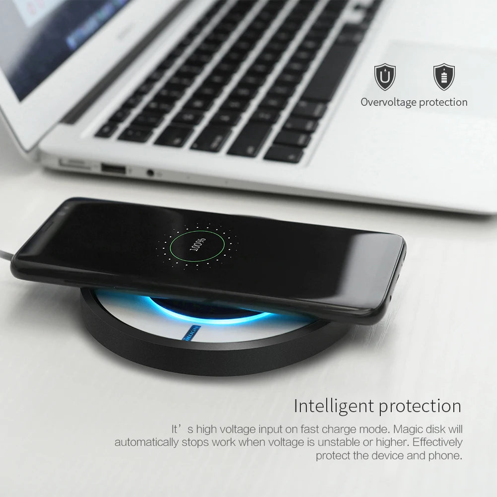 📱 Cargador Inalámbrico Qi 10W para iPhone 13 12 Pro Max Xs y Samsung Xiaomi Huawei Nillkin