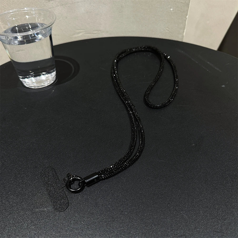🎀 Lanyard de lujo con diamantes – Correa cruzada brillante para celular, pulsera y charm
