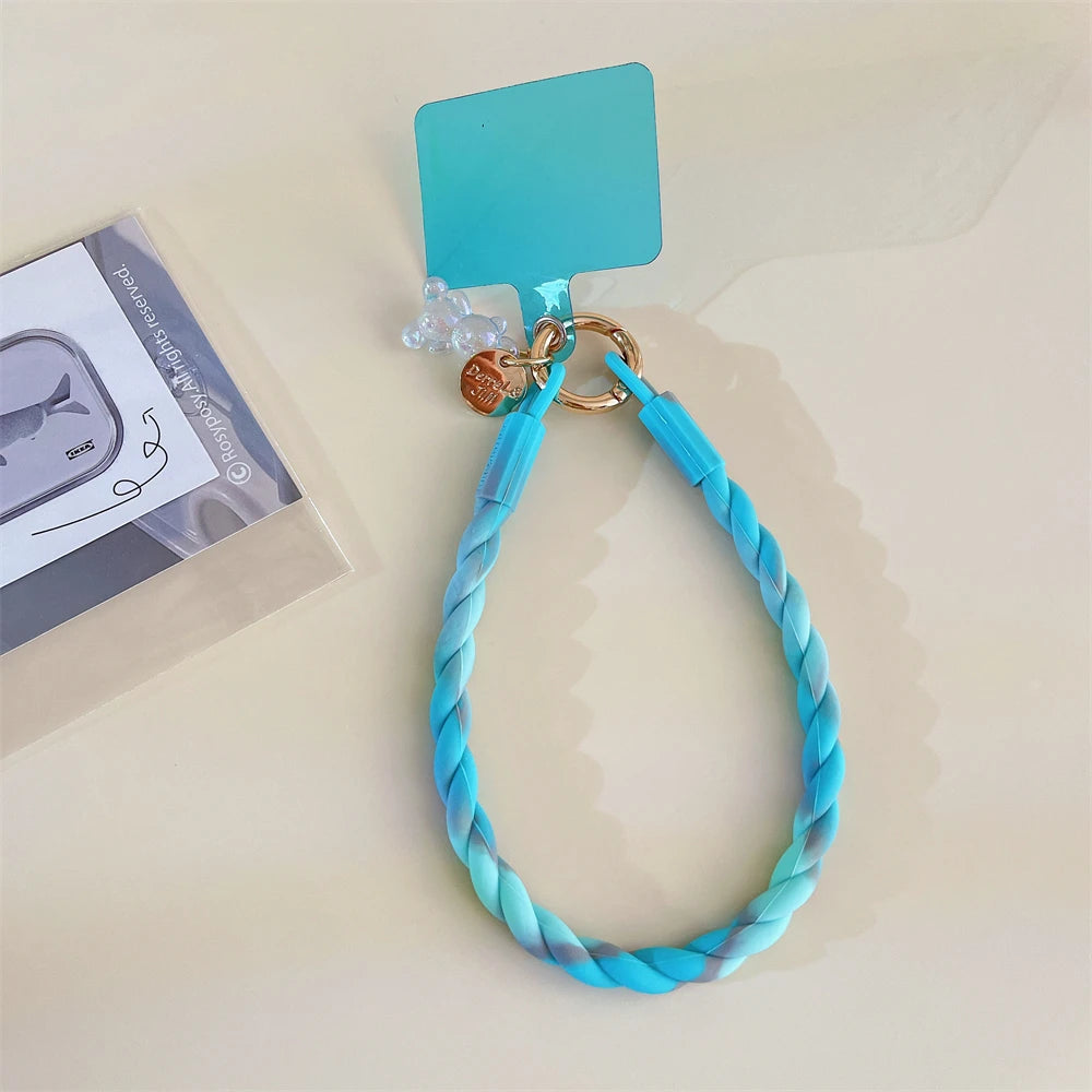 🎀 Lanyard con oso brillante – Correa cruzada larga para celular, diseño cute y deportivo