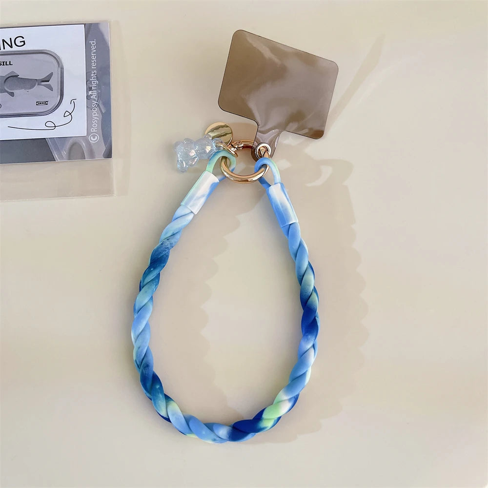 🎀 Lanyard con oso brillante – Correa cruzada larga para celular, diseño cute y deportivo