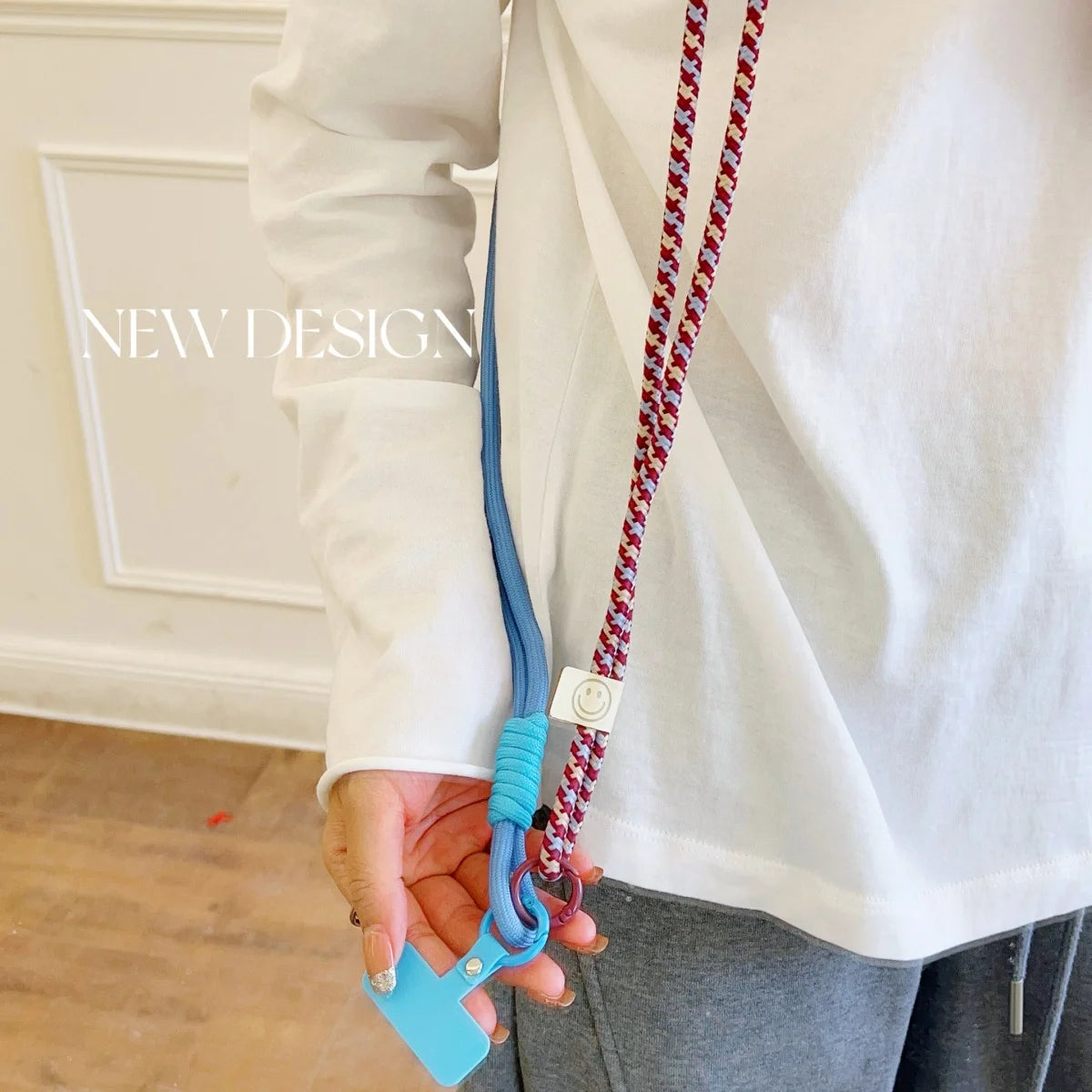 🎀 Lanyard Divertido Bicolor – Correa ajustable para celular, cinta de cuello con colores contrastantes y estilo alegre