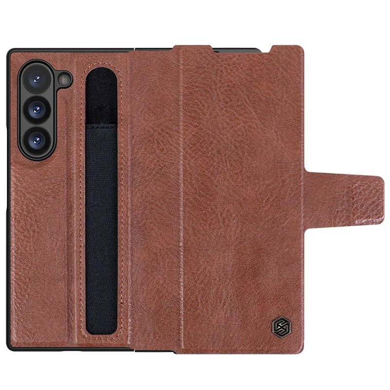 📱 Funda Galaxy Z Fold 6 | Aoge Vintage Cuero con Ranura para Tarjetas y S-Pen | Nillkin