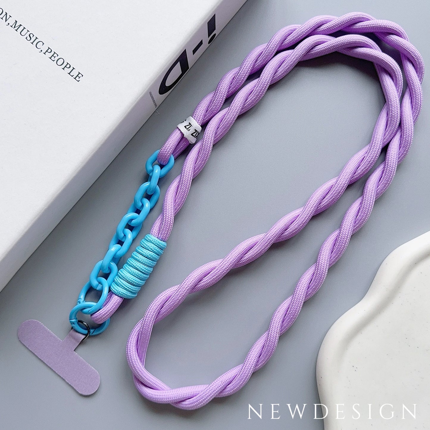 🎀 Lanyard lindo para celular – Correa acrílica universal cruzada con clip, cuerda para cuello y pulsera anticaída