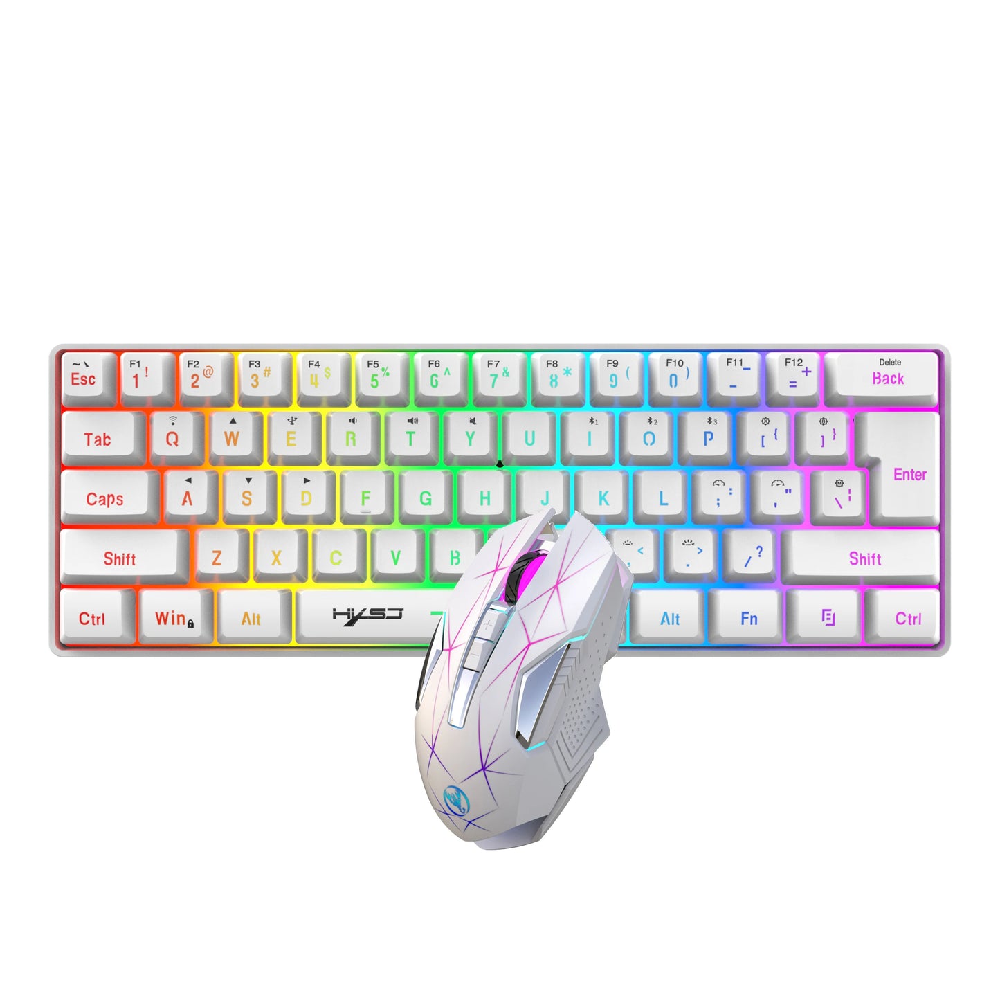 Combo Gamer Inalámbrico | Teclado Mecánico Compacto con Sensación Silenciosa RGB Retroiluminado Mouse Gamer para Desktop