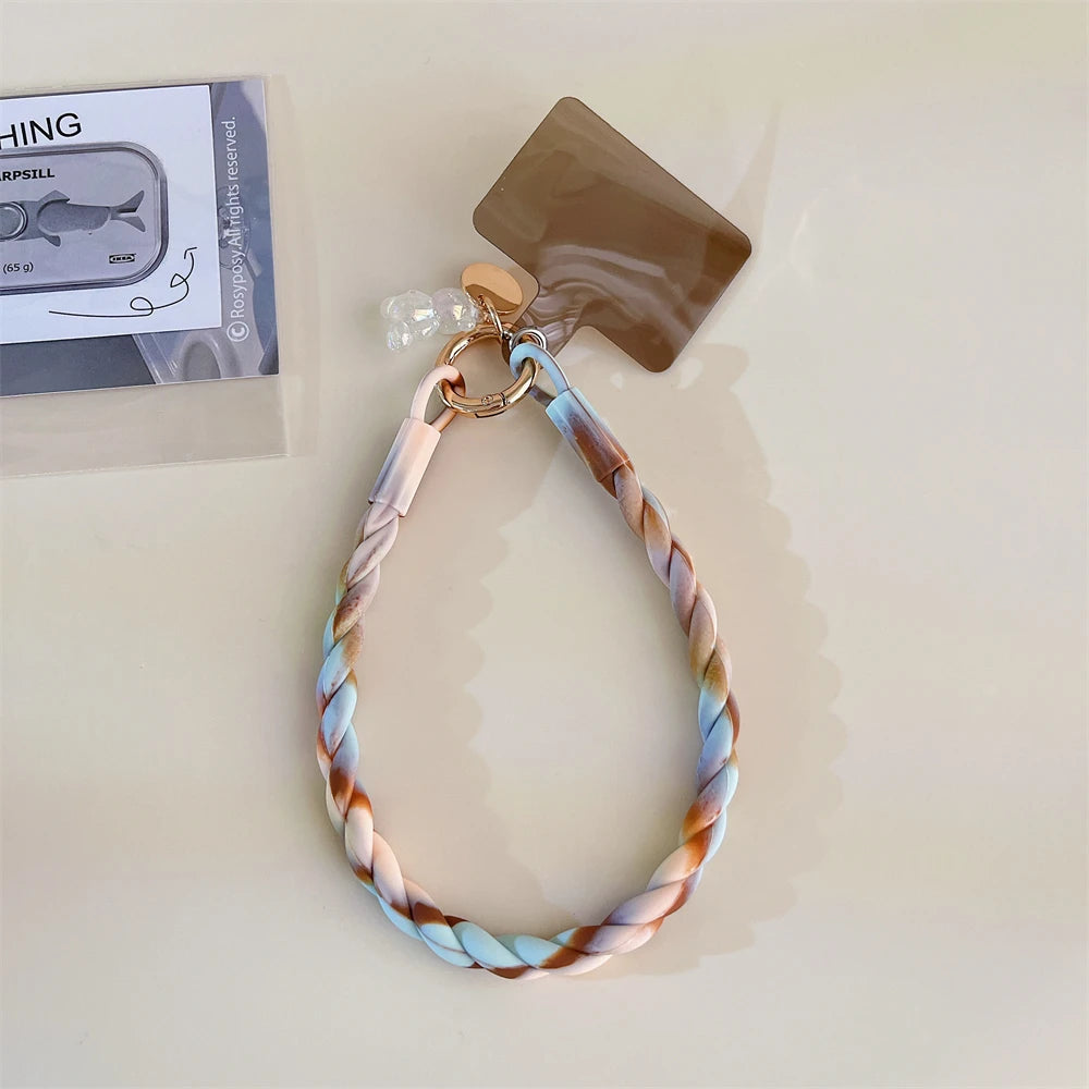 🎀 Lanyard con oso brillante – Correa cruzada larga para celular, diseño cute y deportivo