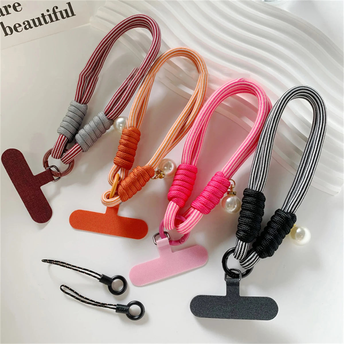 š Lanyard con perlas ā Cuerda trenzada para muƱeca, decoración elegante y anticaĆda