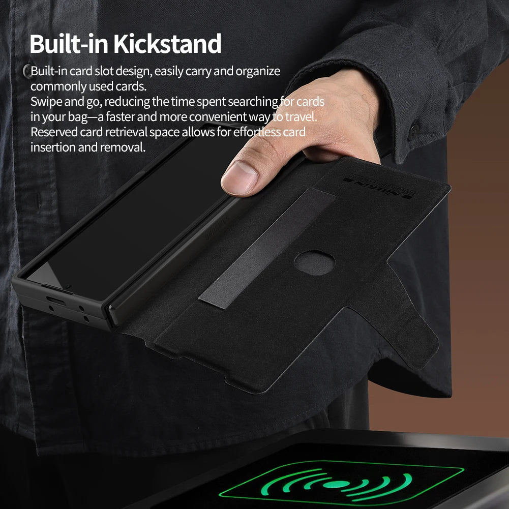 📱 Funda Galaxy Z Fold 6 | Aoge Vintage Cuero con Ranura para Tarjetas y S-Pen | Nillkin
