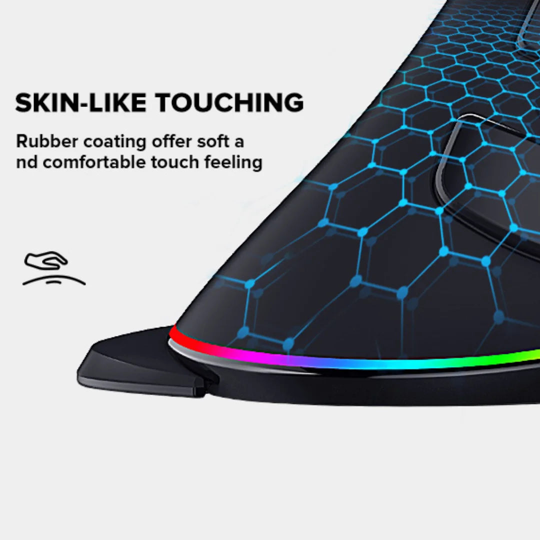 Delux 🖱️ M618PLUS A825 | Mouse Vertical Ergonómico Alámbrico 12800 DPI 1000Hz RGB Reposamuñecas Removible Para Síndrome Túnel Carpian