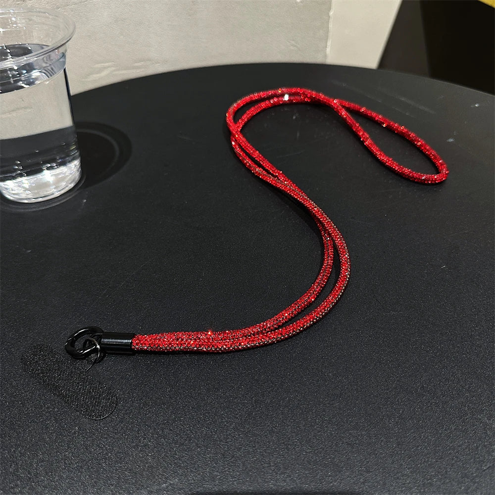 🎀 Lanyard de lujo con diamantes – Correa cruzada brillante para celular, pulsera y charm