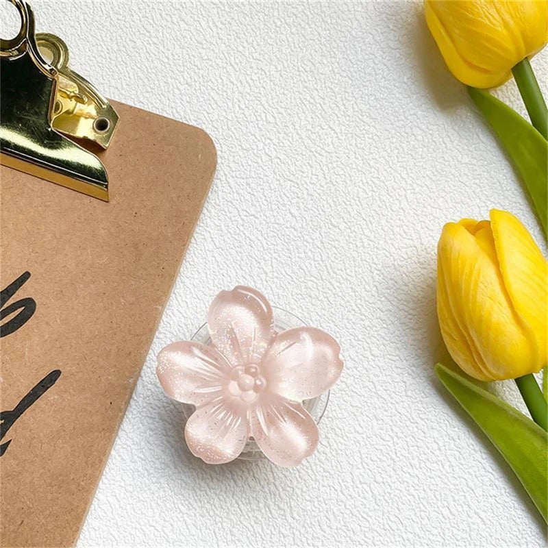 🎀 Soporte de Flor Epóxica – Griptok coreano con anillo para celular, diseño de flor con brillo cristal, ideal para iPhone y Samsung
