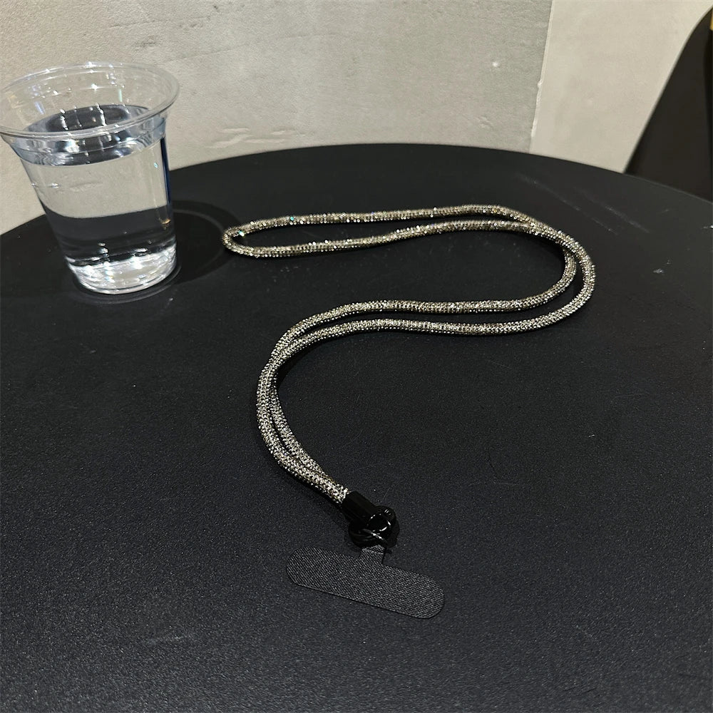 🎀 Lanyard de lujo con diamantes – Correa cruzada brillante para celular, pulsera y charm